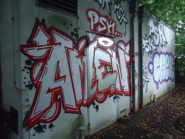 Graffiti Bombing in Oldenburg - Photo by oldenburgcity - amen, chek, psk (2013)