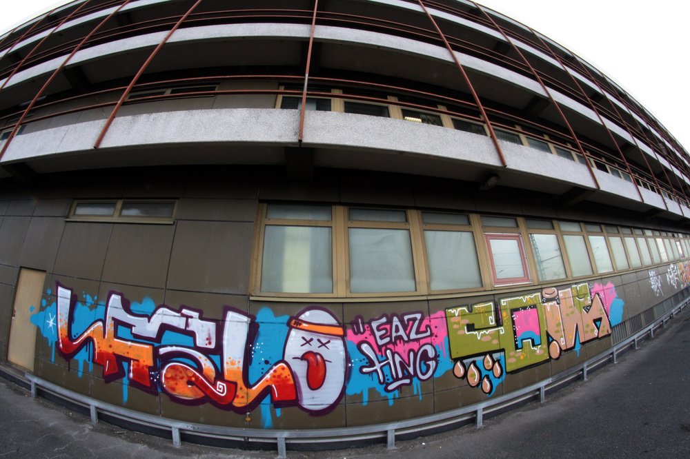 Graffiti Bombing in Oldenburg - Photo by oldenburgcity - laslo, sour, hng (2012)