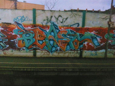 Graffiti Wall in Mannheim - Photo by ovakill - BEAST, ROE, Train