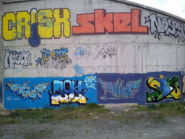 Graffiti Wall - Photo by pannonian - Crosk, Skel, Moler