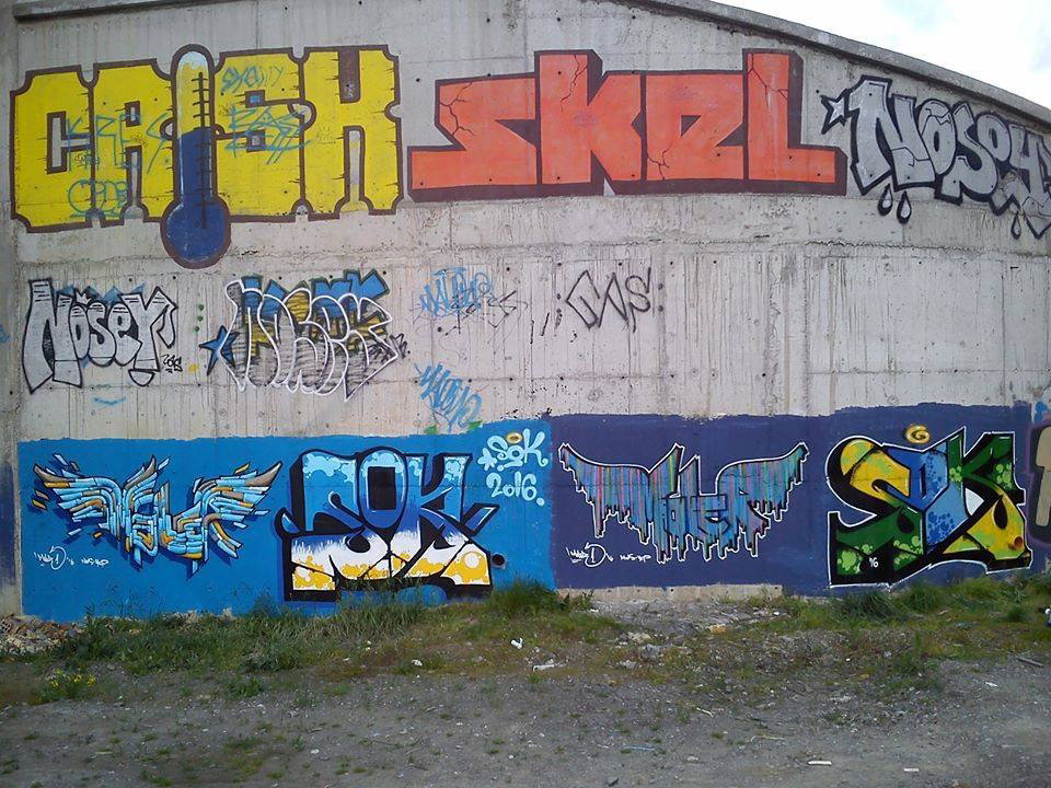 Graffiti Wall - Photo by pannonian - Crosk, Skel, Moler