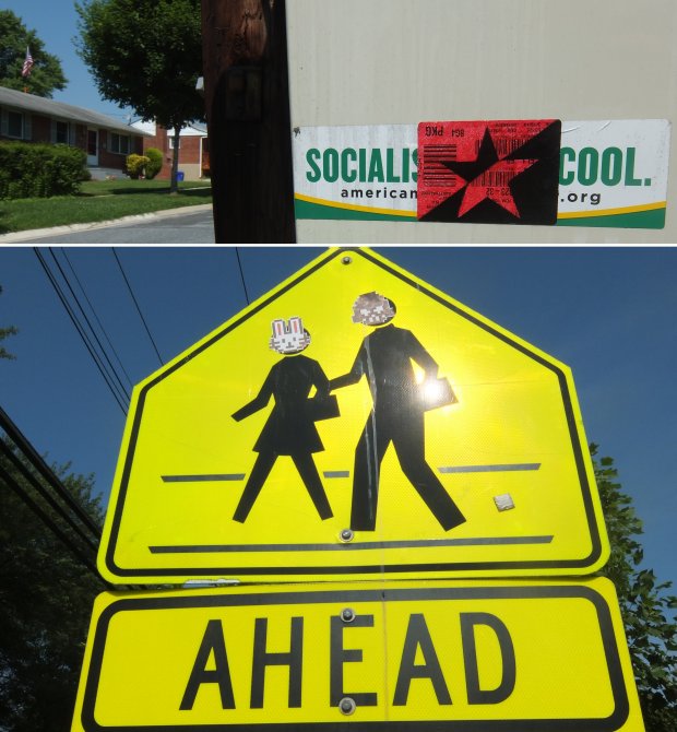 Graffiti Street Art in Rockville - Photo by paranoiq - sticker, pixel, bunny (2014)