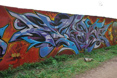 Graffiti Wall in Homburg - Photo by peaks76 - peak7, waldstadion, dga (2013)