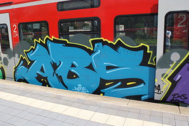 Graffiti Train in Hannover - Photo by pewpew - abs, alsoe (2014)
