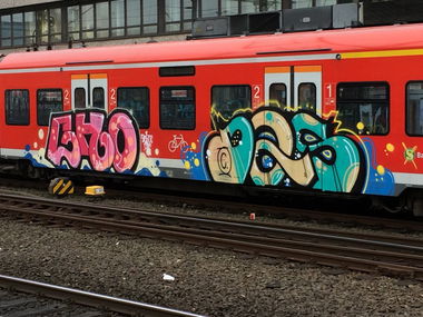 Graffiti Train in Hannover - Photo by pewpew - DQ, CHO, DOQS (2014)