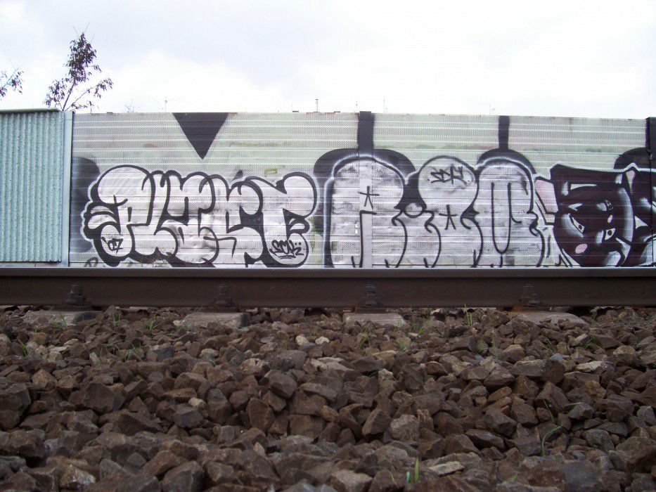 Graffiti Bombing - Photo by plasticdopesme - train, line, wall