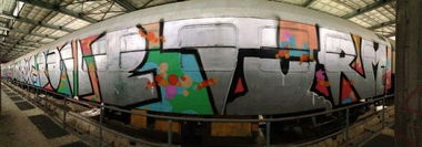 Graffiti Train - Photo by polizeihauptfrau - Ohboe, kmh, hfa (2013)