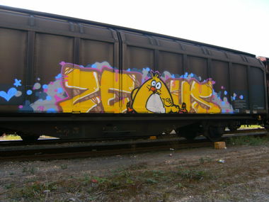 Graffiti Train - Photo by pulverfritte - zeus, freight, köln (2014)