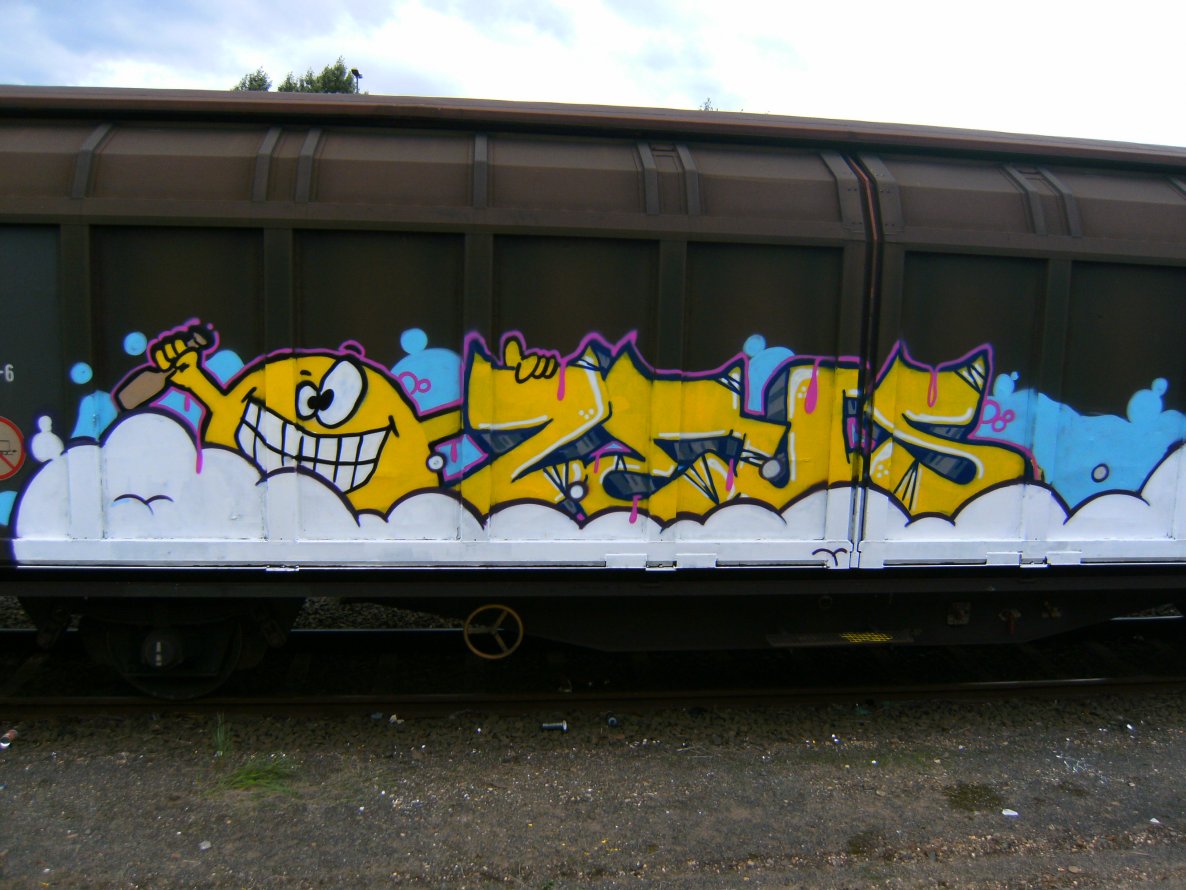 Graffiti Train - Photo by pulverfritte - zeus, freight, köln