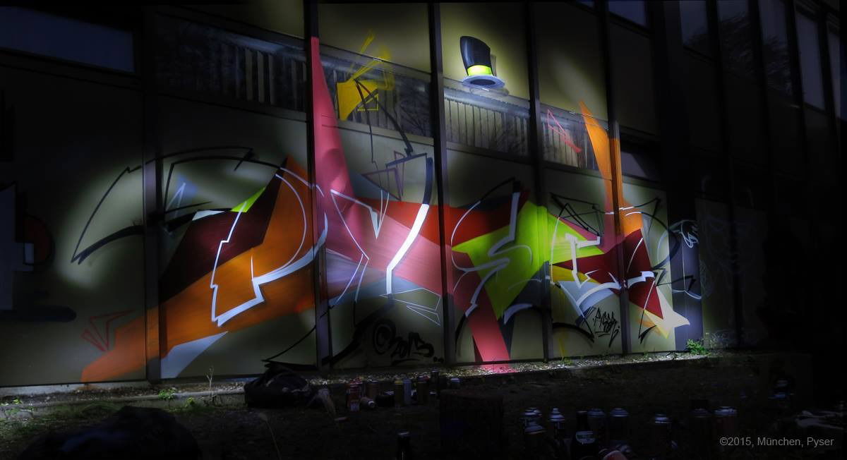 Graffiti Wall in München  - Photo by pyser - Lightpainting, munich, stylewriting (2015)