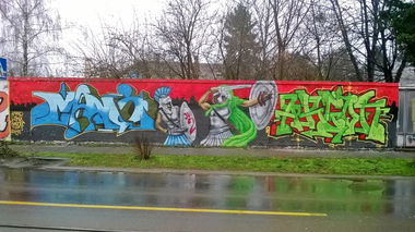 Graffiti Wall in Osje?ko-Baranjska upanija - Photo by rambo - mano, skel, argon (2014)