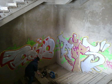 Graffiti Bombing in Krasnoznamensk - Photo by reps
