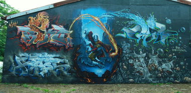 Graffiti Wall in Teltow - Photo by ricoe21 - Riko, Fobs, Emon (2014)