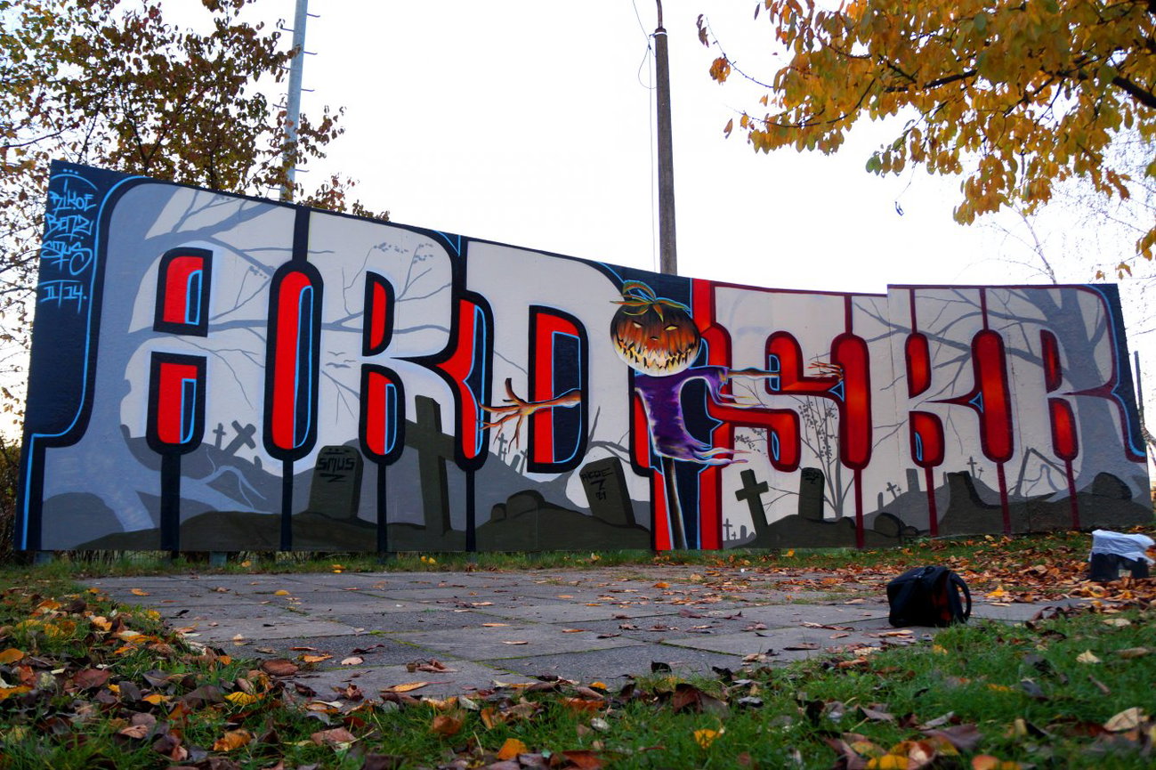 Graffiti Wall in Kleinmachnow - Photo by ricoe21 - ARD, SKR, Smus (2014)