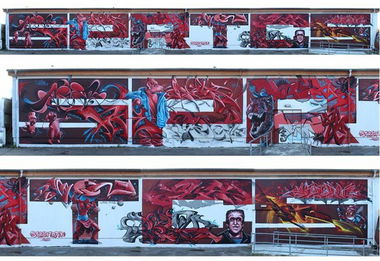 Graffiti Wall in Potsdam - Photo by ricoe21 - Asmer, Face78, Emon (2015)