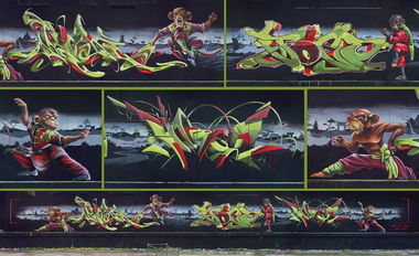 Graffiti Wall in Magdeburg - Photo by ricoe21 - Urok, Emon, Joes (2016)