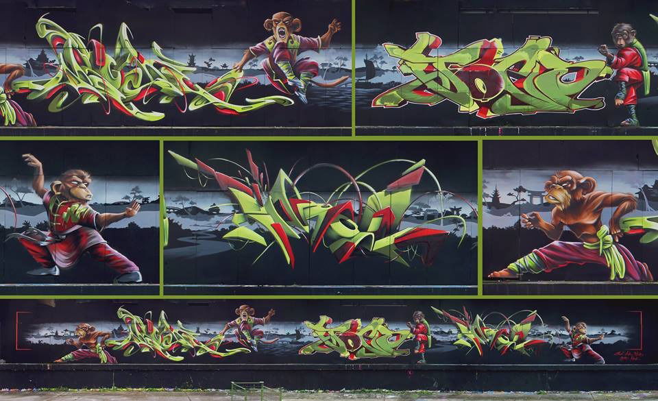 Graffiti Wall in Magdeburg - Photo by ricoe21 - Urok, Emon, Joes (2016)