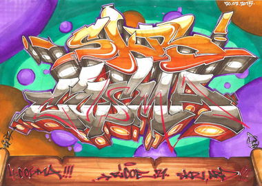 Graffiti Sketch - Photo by ricoe21 - Cosma, SKR, Ricoe21 (2015)