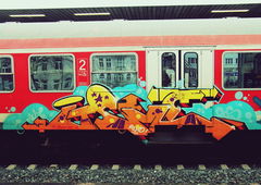 Graffiti Train in Hamburg - Photo by sancho - itsme, zztop, round