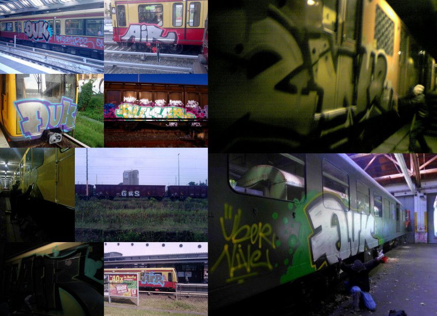 Graffiti Train in Berlin - Photo by schachtratte - quk, air, ewe (2011)