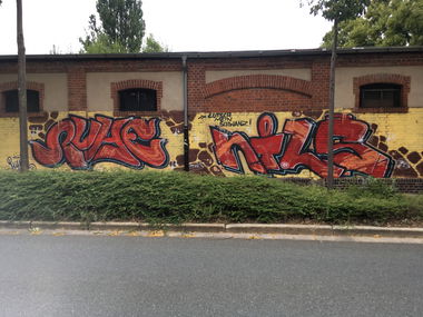 Graffiti Wall in Bayreuth  - Photo by schmierfink - nils, ruhe, trk (2018)