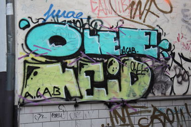 Graffiti Wall in Wiesbaden - Photo by scoobydoo - Olee, Neid, ACAB (2015)