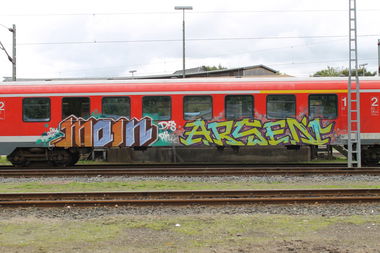 Graffiti Train in Kiel - Photo by sdabfoe - moin, arsen (2013)