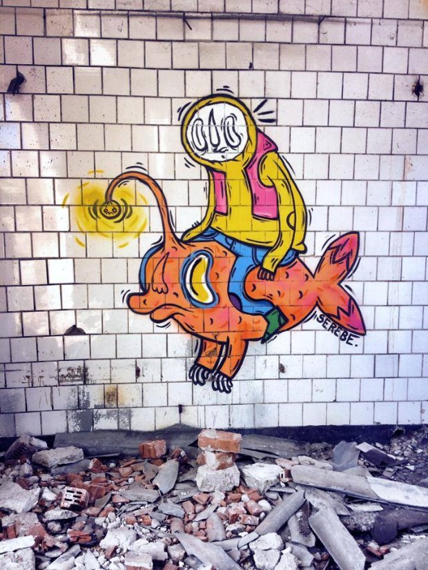 Graffiti Wall in Bucharest - Photo by serebe - ruins, wall, character (2014)