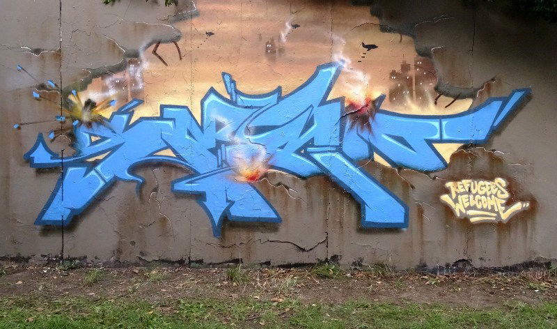 Graffiti Wall in Bremen - Photo by serio - RefugeesWelcome, Serio, Bremen (2015)