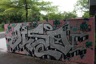Graffiti Wall in Baunatal - Photo by siebnfuffzich - Jisoe57, Baunatal, Kassel (2014)