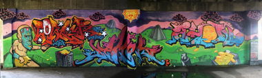 Graffiti Wall in Wolomin - Photo by skuha - lower, demon, wes2 (2012)