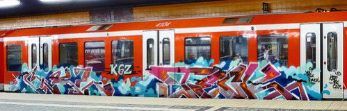 Graffiti Train in Hamburg - Photo by snaqq - teck, bk, kgz
