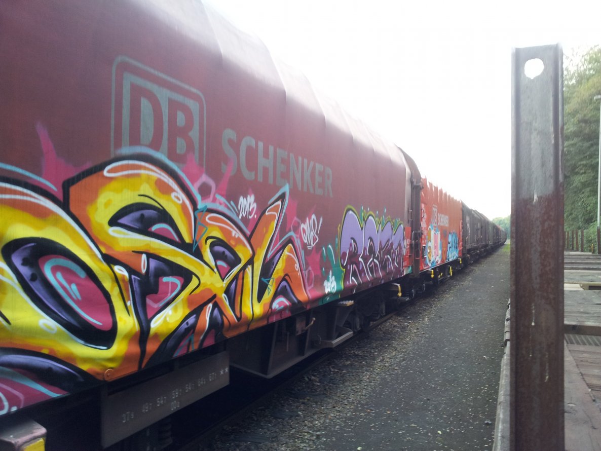 Graffiti Train in Duisburg - Photo by snekkerz - osel, rezo (2013)