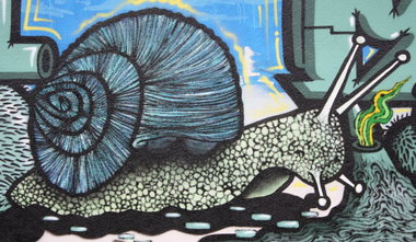 Graffiti Wall in Villars-sur-Glâne - Photo by sope798 - snail, schnecke (2014)