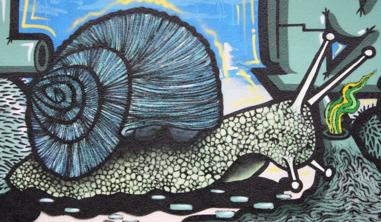 Graffiti Wall in Villars-sur-Glâne - Photo by sope798 - snail, schnecke (2014)