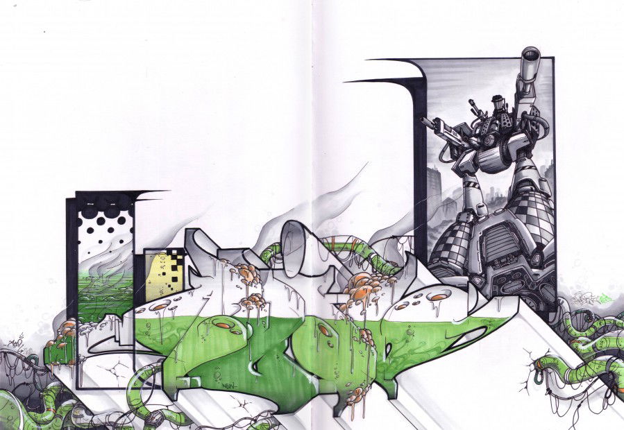 Graffiti Sketch in Frankfurt (Oder) - Photo by spoare153 - spoare, spoare153, new (2010)