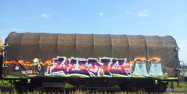 Graffiti Train - Photo by strasbourgraffiti - Weng, Simpsons, Strasbourg
