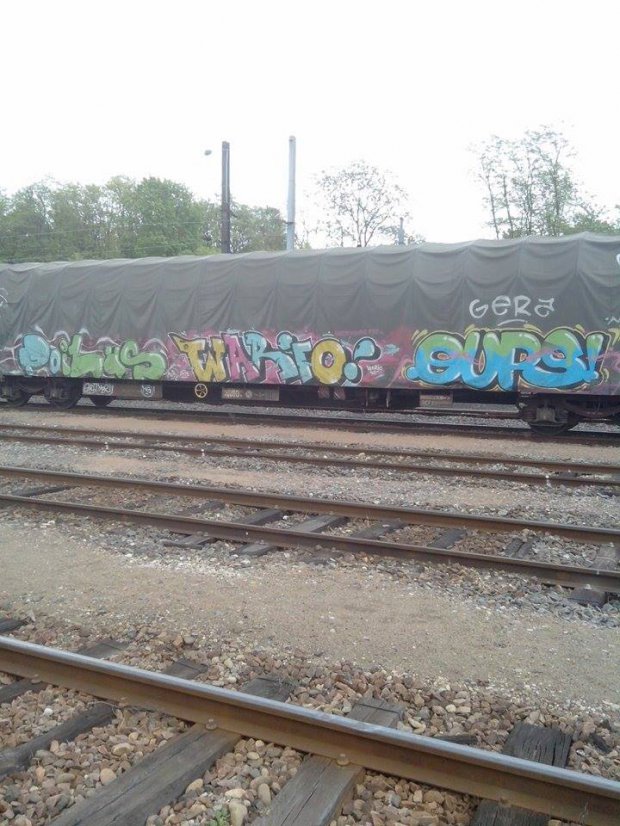 Graffiti Train in Mundolsheim - Photo by strasbourgraffiti - Poilus, Wario, Oups