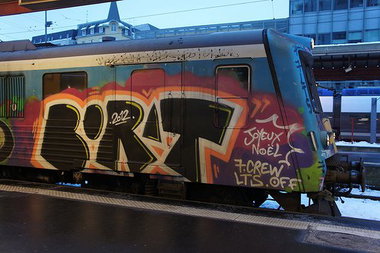 Graffiti Train - Photo by strasbourgraffiti - Borat, 7crew, lts (2012)