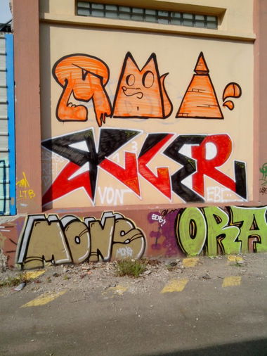 Graffiti Bombing in Schiltigheim - Photo by strasbourgraffiti - mons, ekler, mma (2014)