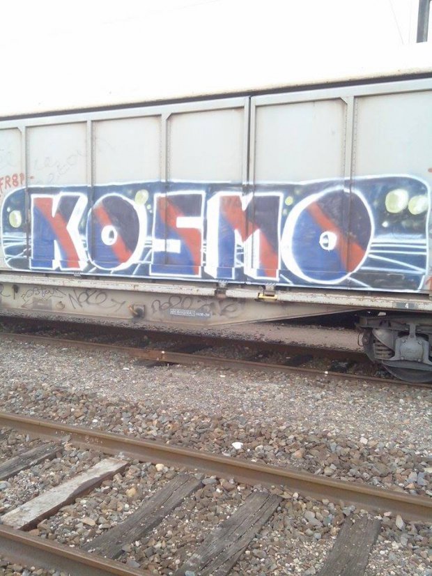 Graffiti Train in Mundolsheim - Photo by strasbourgraffiti - kosmo, fret, strasbourg (2014)