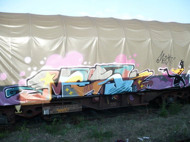 Graffiti Train - Photo by strasbourgraffiti - Mesk, daffyduck, mma (2013)