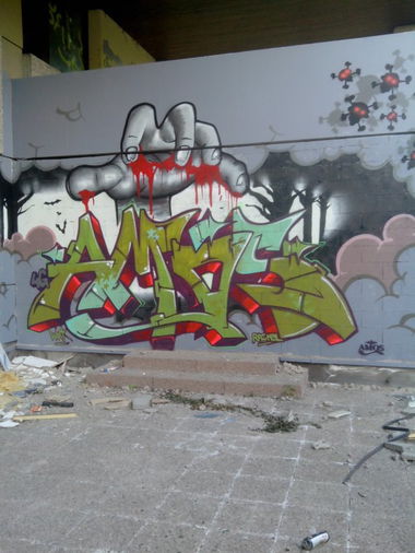Graffiti Wall in Schiltigheim - Photo by strasbourgraffiti - amos, 4G, wrk (2014)
