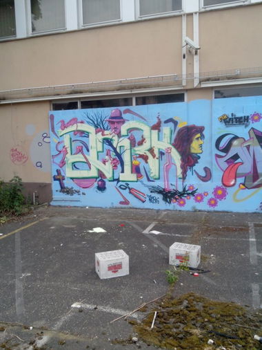 Graffiti Wall in Schiltigheim - Photo by strasbourgraffiti - qmrk, tbl, mto (2014)