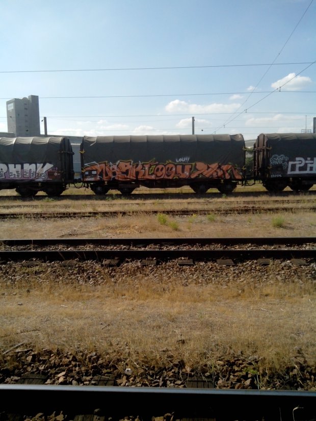 Graffiti Train - Photo by strasbourgraffiti - phnk, ptm, nask