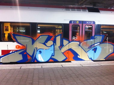 Graffiti Train - Photo by streetartbasel - streetartbasel, maks, switzerland (2013)