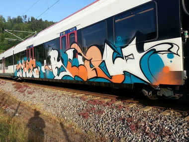 Graffiti Train in Basel - Photo by streetartbasel - blow, switzerland, swiss (2013)