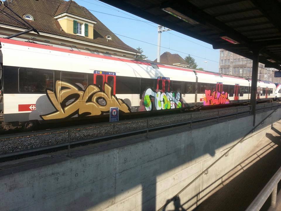 Graffiti Train in Liestal - Photo by streetartbasel - blow, nofx, blow (2013)