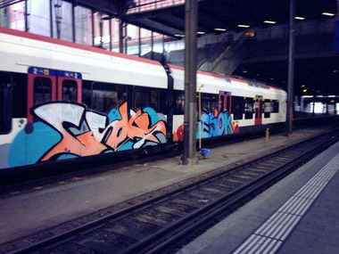 Graffiti Train in Basel - Photo by streetartbasel - gesoks, gesok, basel (2013)