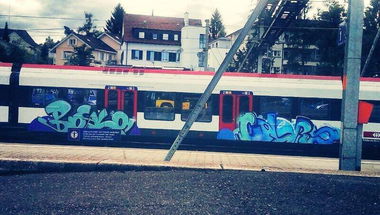 Graffiti Train in Liestal - Photo by streetartbasel - bosko, colors, basel (2013)